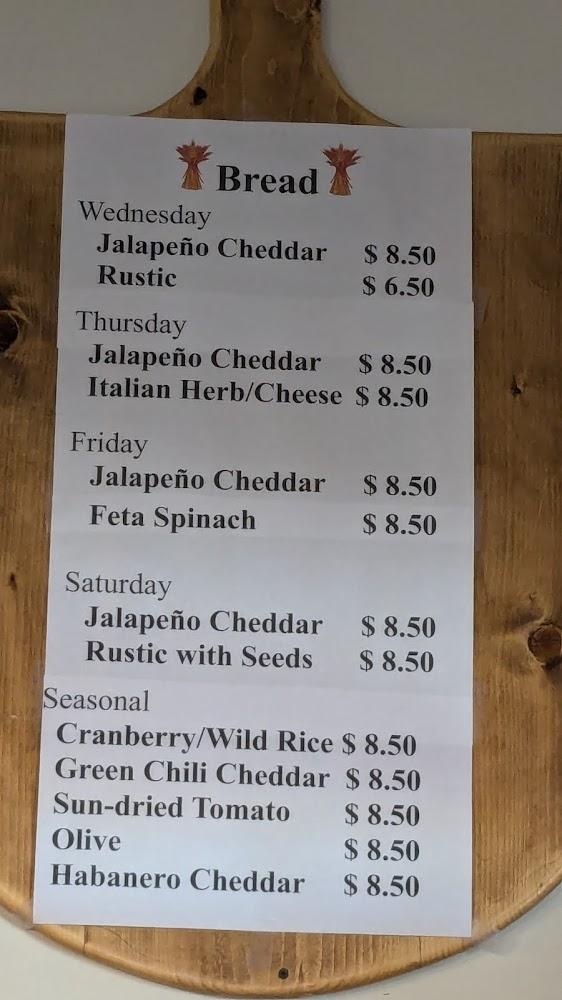 Wheat's Artisan Bakery and Pizzeria Menu image 1